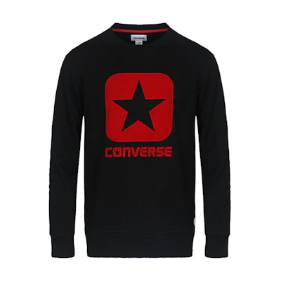 Converse Crewneck Sweatshirt Black with Letter Print Design 10005372-A01