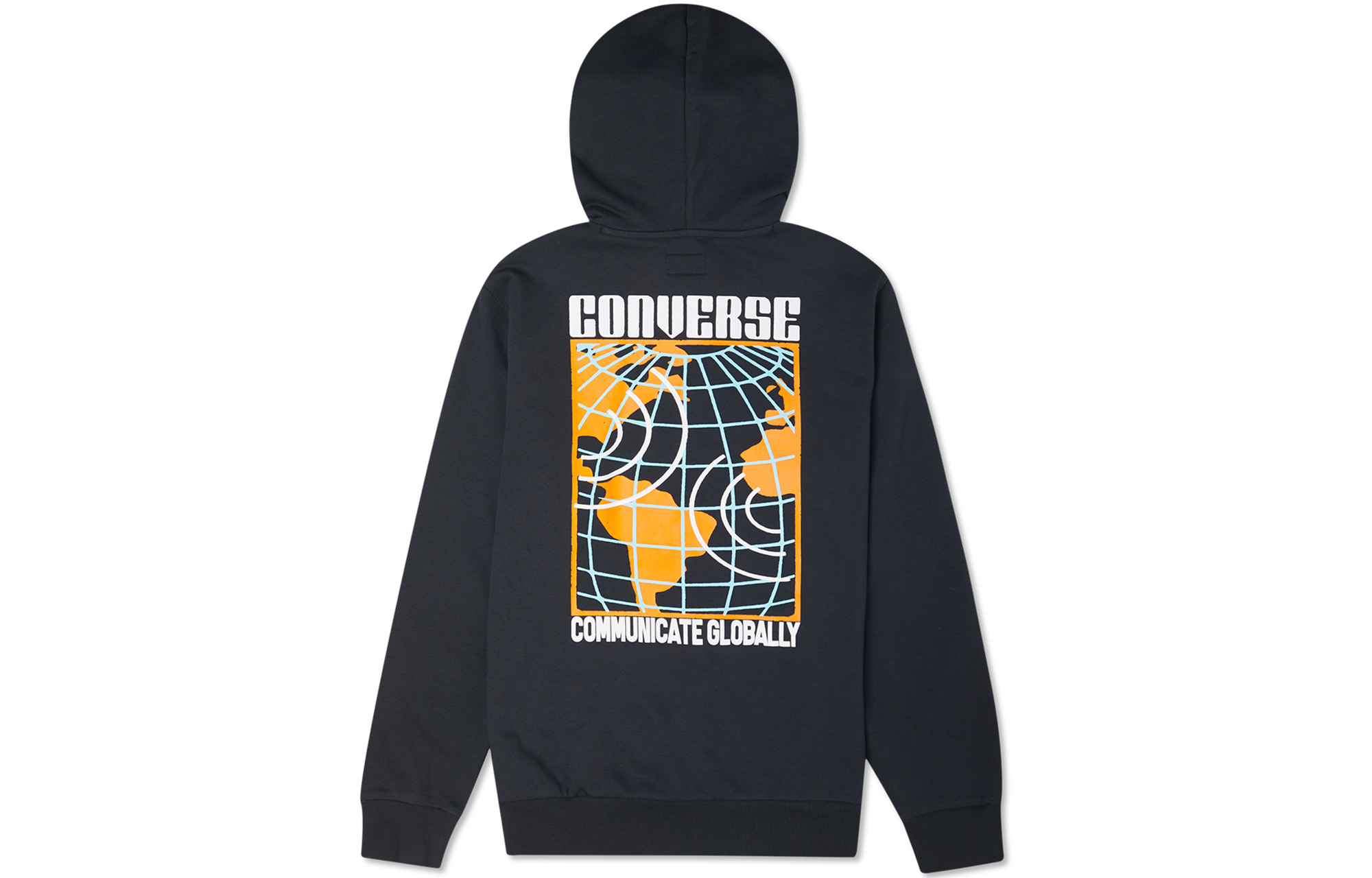 Converse Earth Print Graphic Hoodie Vintage Style Black Hoodie () 10022264-A01