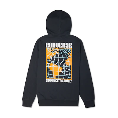 Converse Earth Print Graphic Hoodie Vintage Style Black Hoodie () 10022264-A01