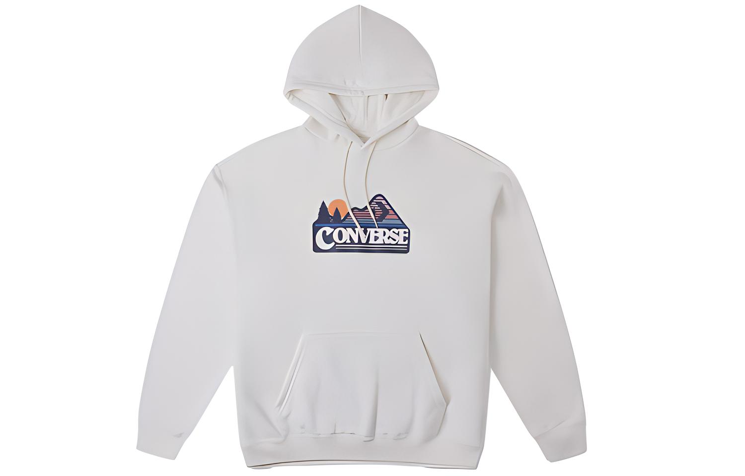 Converse EGRET Logo Print Hoodie Casual White 10026526-A03