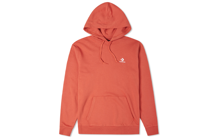 Converse Embroidered Logo Loose Knit Hoodie Brown-Red Pullover 10020343-A22