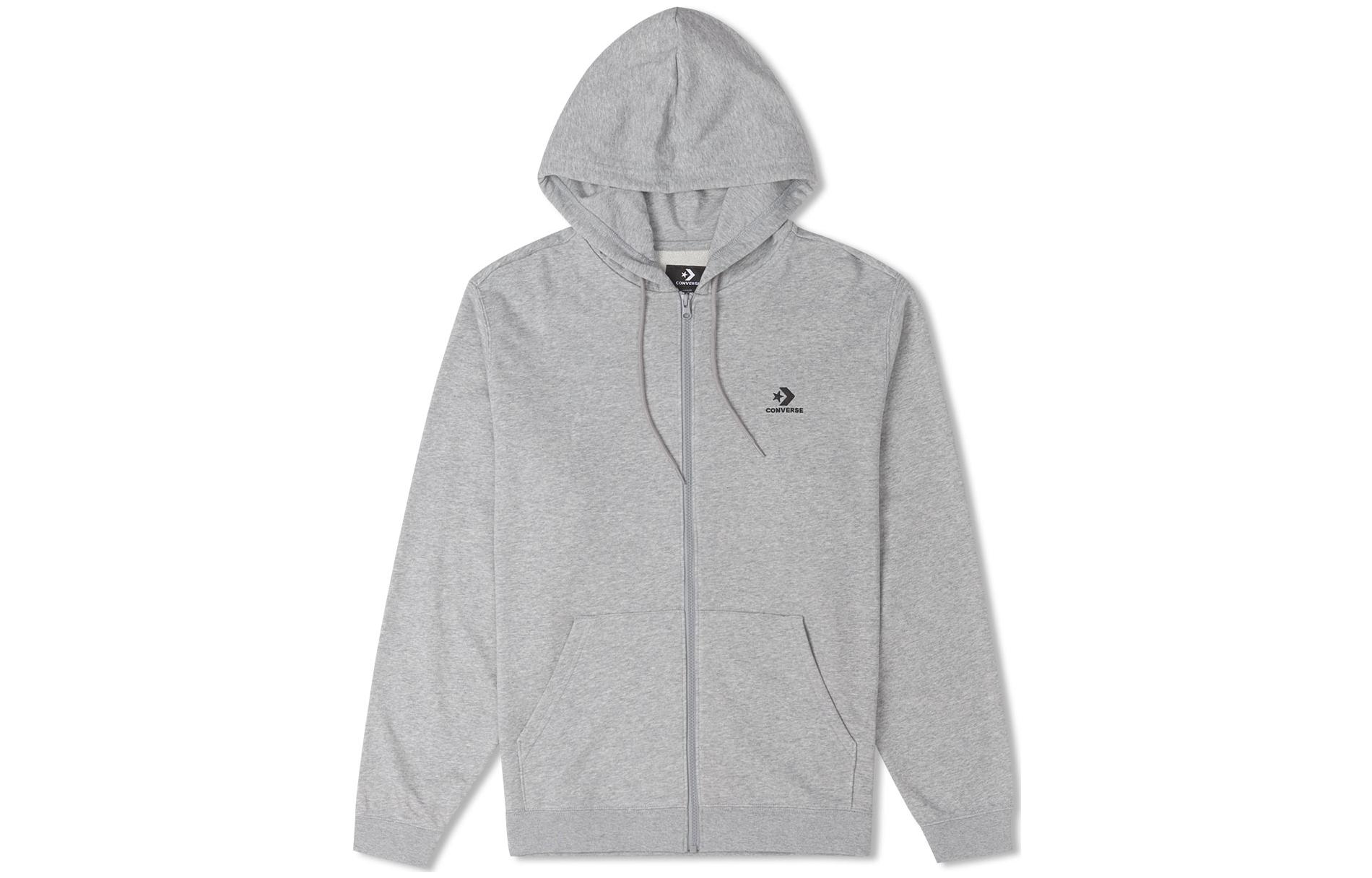 Converse Embroidered Star Chevron Zip Hoodie Unisex Grey 10023871-A02