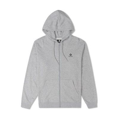 Converse Embroidered Star Chevron Zip Hoodie Unisex Grey 10023871-A02