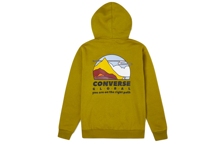 Converse Free World Letterman Graphic Pullover Sweatshirt Green Mens 10022725-A02
