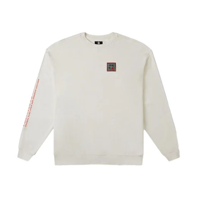 Converse Future Utility Colorblock Letter Print Crewneck Sweatshirt Beige 10026527-A02