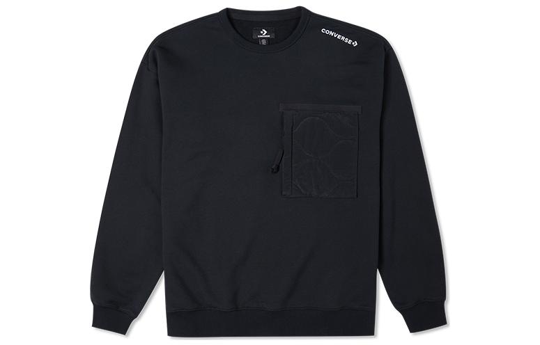 Converse FW22 Black Crewneck Logo Print Pullover Sweatshirt 10025052-A03