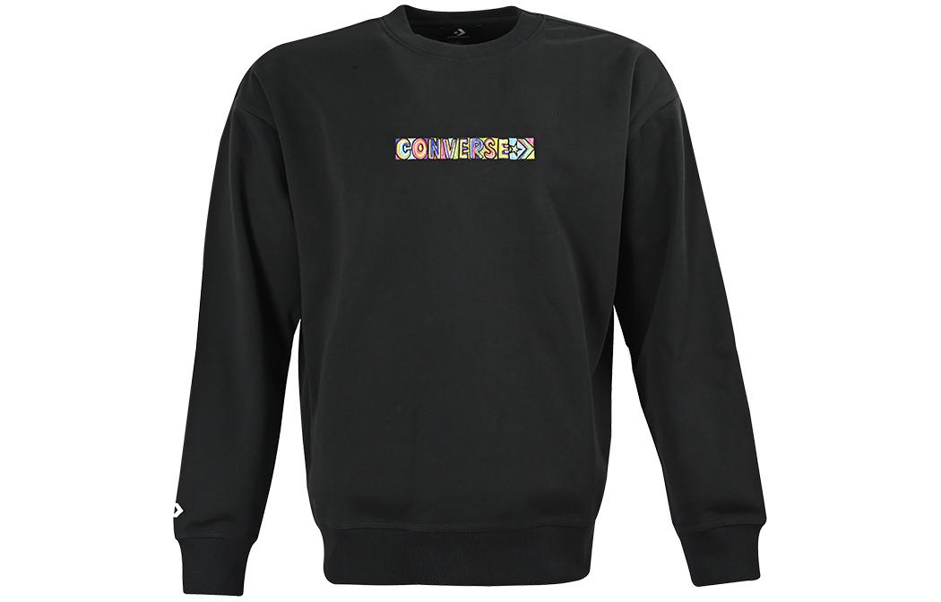 Converse FW22 Embroidered Logo Crewneck Sweatshirt Unisex Black 10023777-A03