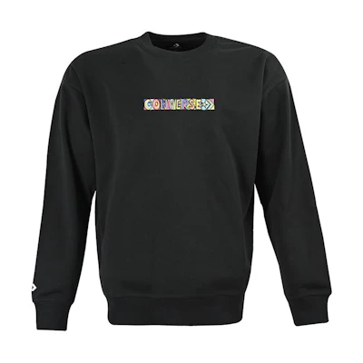 Converse FW22 Embroidered Logo Crewneck Sweatshirt Unisex Black 10023777-A03