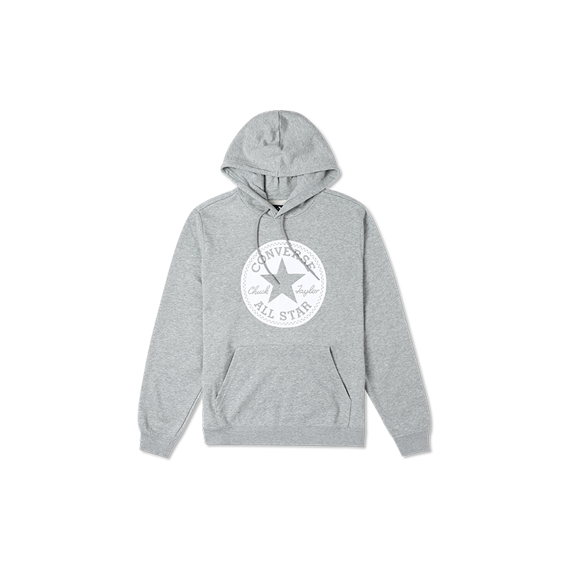 Converse FW22 Logo Patch Drawstring Hoodie Unisex Grey 10023859-A04