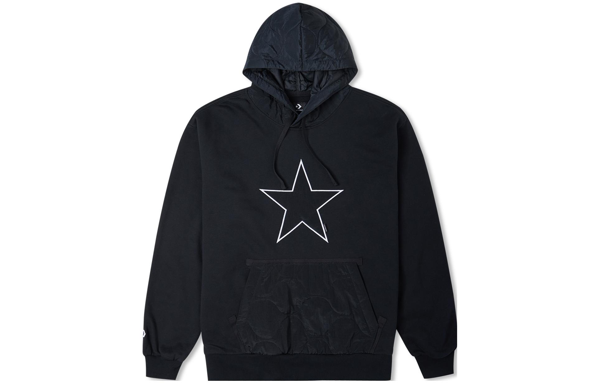 Converse FW22 Logo Print Drawstring Pullover Hoodie Black Men’s 10025051-A01