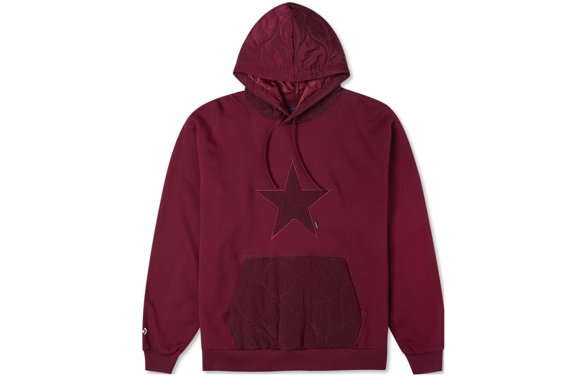 Converse FW22 Pullover Hoodie Maroon with Logo Print Design 10025051-A03