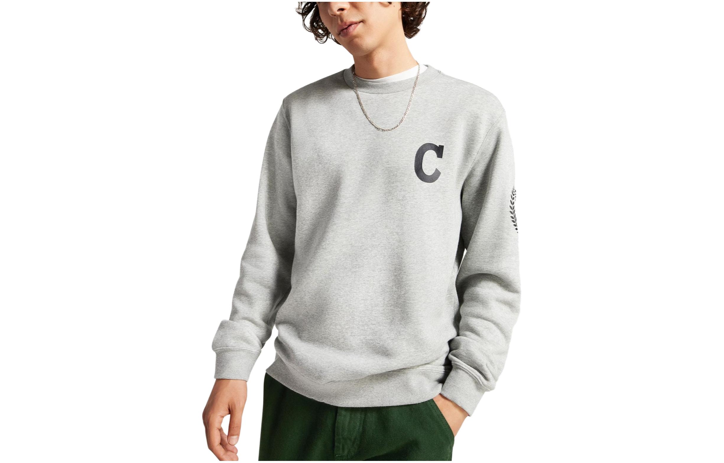Converse FW23 Gray Crewneck Casual Sweatshirt with Letter Print 10026095-A02