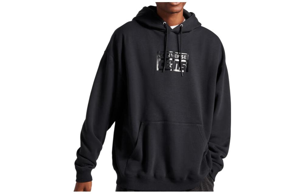 Converse FW23 Letter Printed Hoodie Black Long Sleeve Pullover 10026148-A01