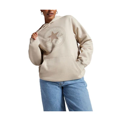 Converse Go-To All Star Patch Hoodie Unisex Khaki Fleece Pullover Long Sleeve 10025470-A11