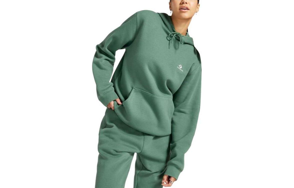 Converse Go-To Star Chevron Hoodie Green Unisex Standard-Fit Fleece Logo Sweatshirt 10024509-A26