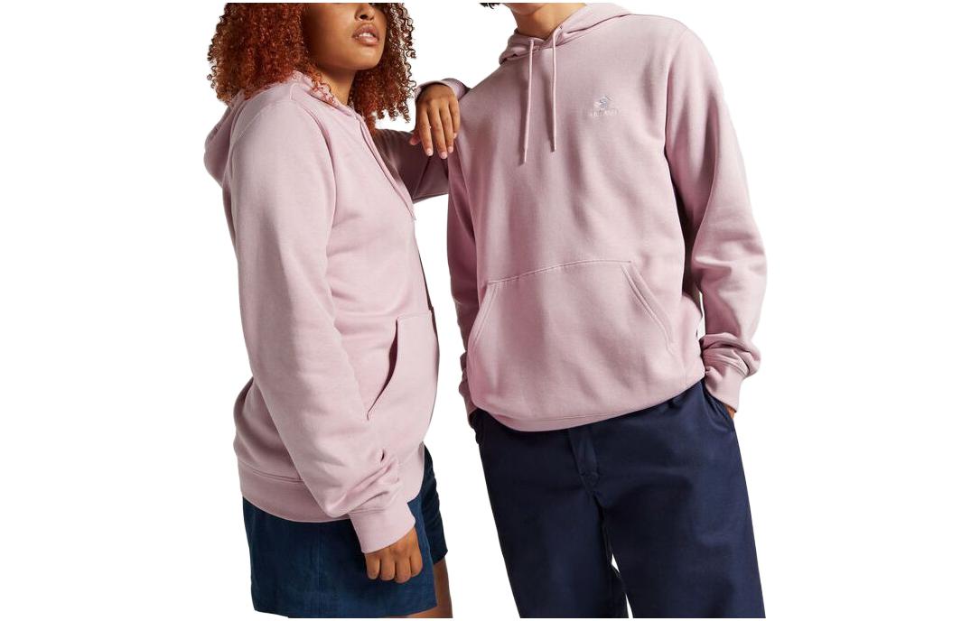 Converse Go-To Star Chevron Pink Fleece Hoodie Unisex Standard-Fit Logo Print 10024509-A24