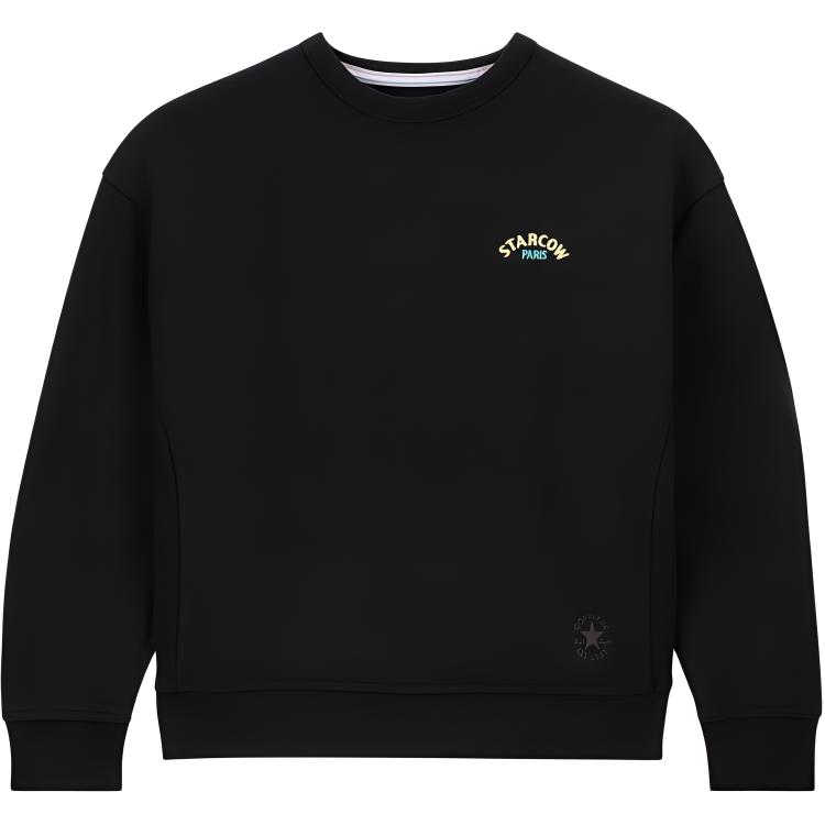 Converse Gold Standard Starcow Black Crewneck Cotton Sweatshirt Unisex 10028581-A01