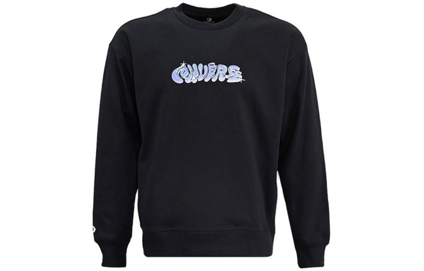 Converse Graffiti-Style Black Crewneck Sweatshirt Logo Design 10024008-A03