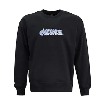 Converse Graffiti-Style Black Crewneck Sweatshirt Logo Design 10024008-A03