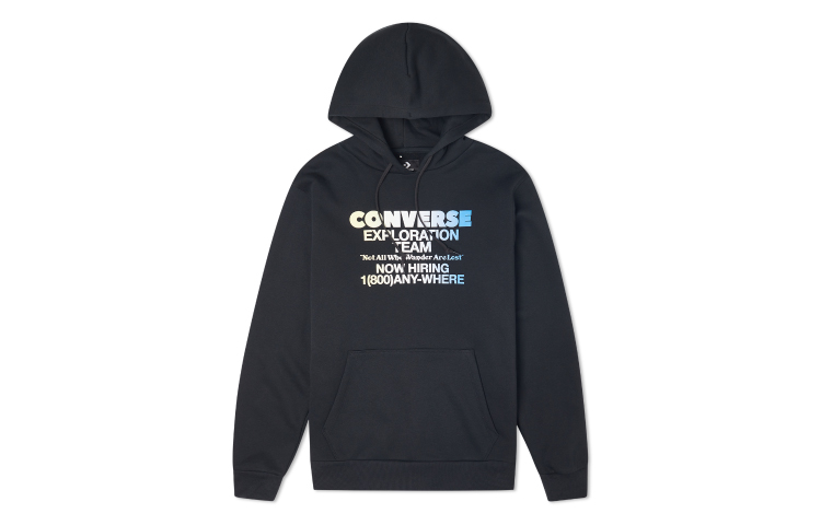 Converse Graphic Print Fleece Pullover Sweatshirt in Black 10021271-A01