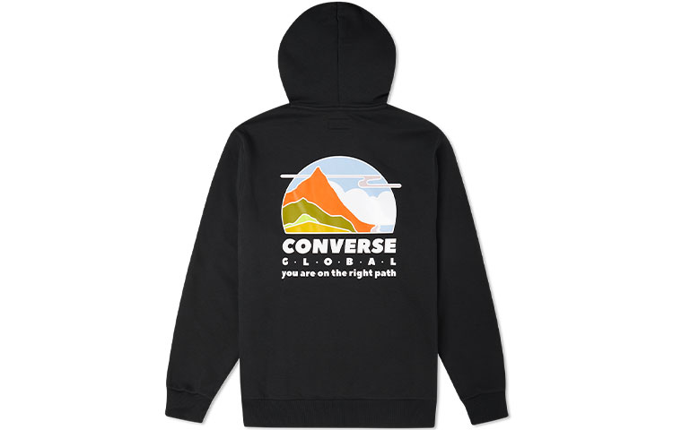 Converse Graphic Printed Loose Fit Pullover Hoodie Men’s Black 10022725-A01