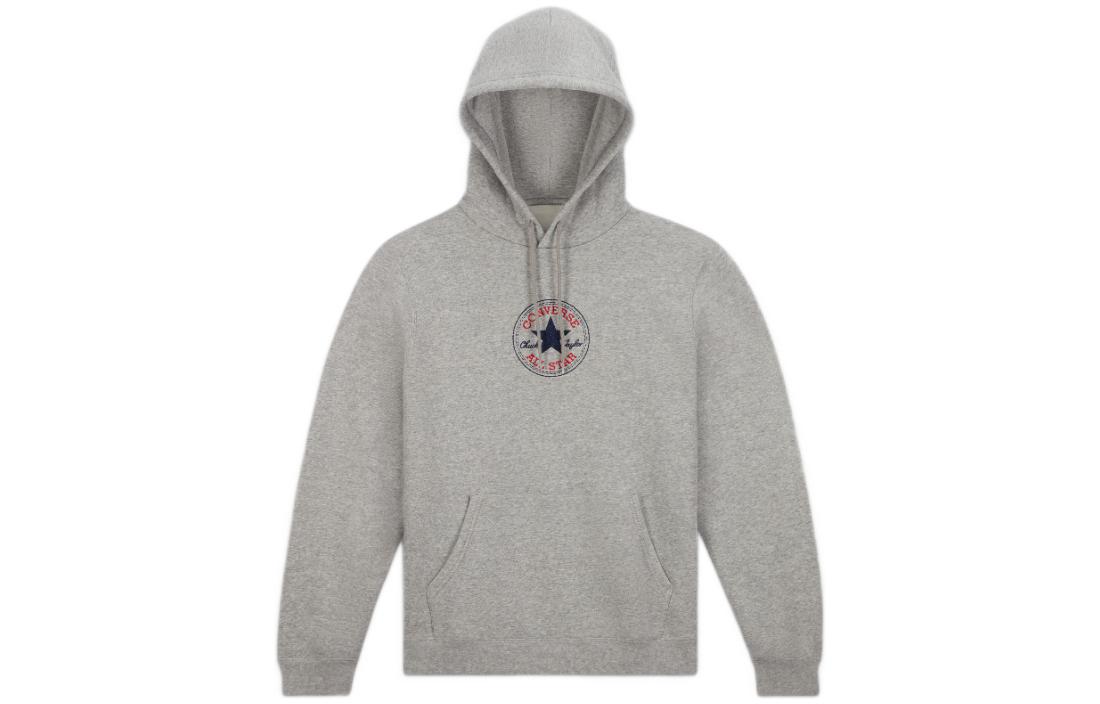 Converse Gray Hoodie Unisex Pullover with Logo Print and Solid Color Design 10024504-A03