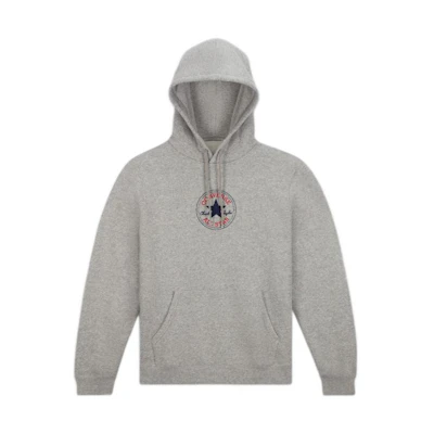 Converse Gray Hoodie Unisex Pullover with Logo Print and Solid Color Design 10024504-A03