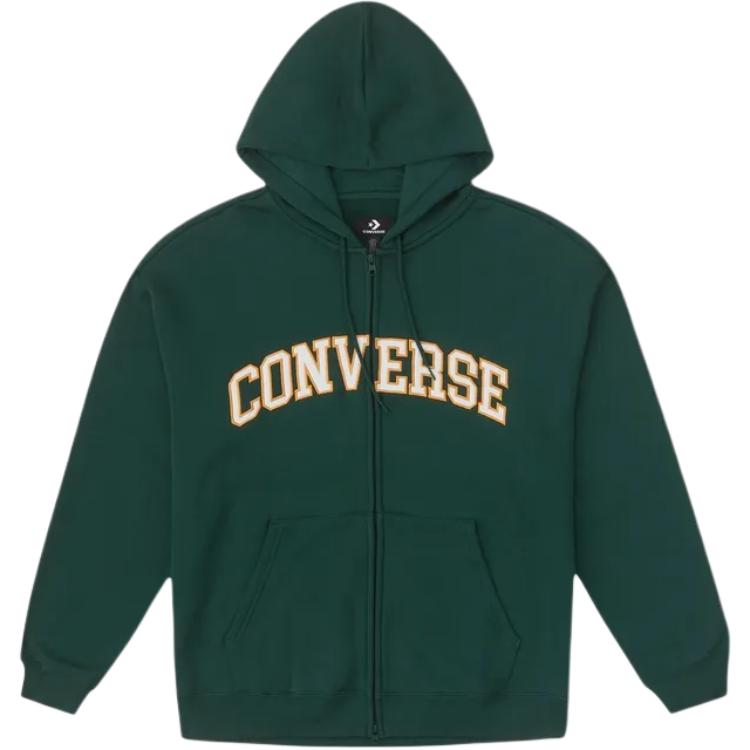 Converse Green Retro College Style Letter Hoodie Jacket 10027083-A03