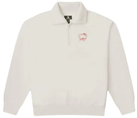 Converse 愛心刺繡半拉鍊米色運動衫 男女款 10026890-A01 Buy Converse 愛心刺繡半拉鍊米色運動衫 男女款 10026890-A01