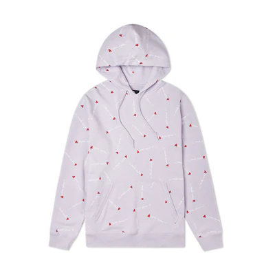 Converse Heart Pattern Print Hoodie Purple Unisex Fashion Couples Style 10022411-A02