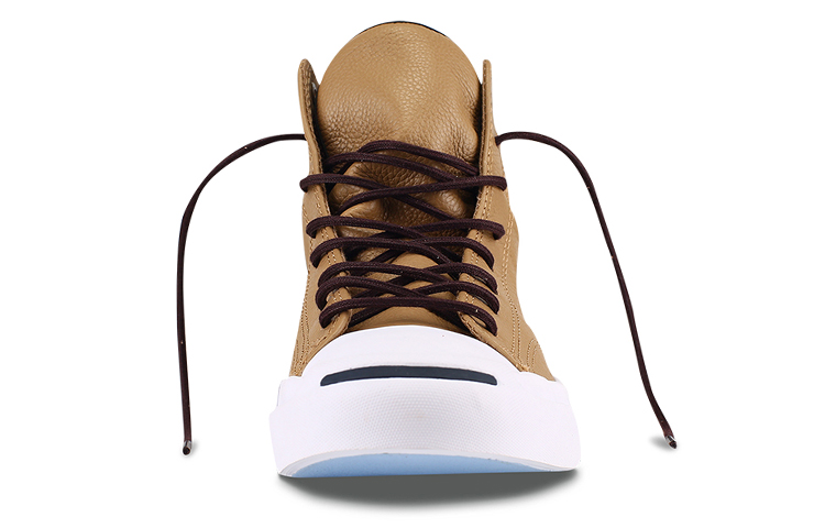 Lookbook 匡威 Jack Purcell 開口笑 皮革 中筒休閒帆布鞋 男女同款 土黃色