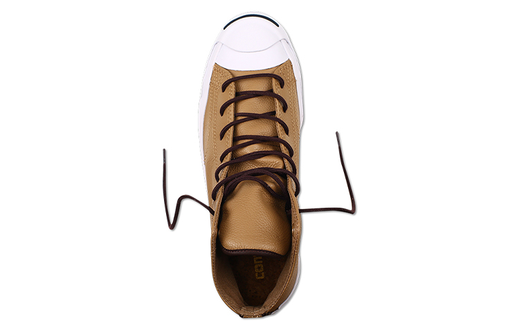 Shop 匡威 Jack Purcell 開口笑 皮革 中筒休閒帆布鞋 男女同款 土黃色