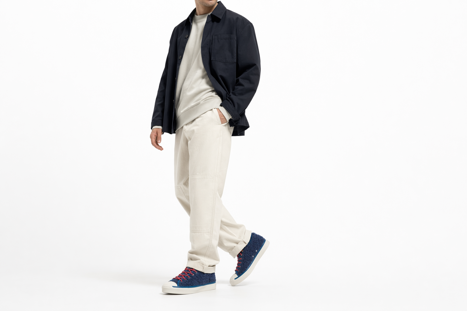 Order Converse Jack Purcell Mid 'Retro Sherpa - Navy Lemon' Lelaki Wanita Kasual. 169790C