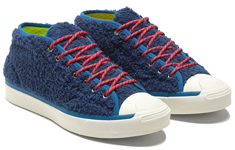 Shop Converse Jack Purcell Mid 'Retro Sherpa - Navy Lemon' Lelaki Wanita Kasual. 169790C