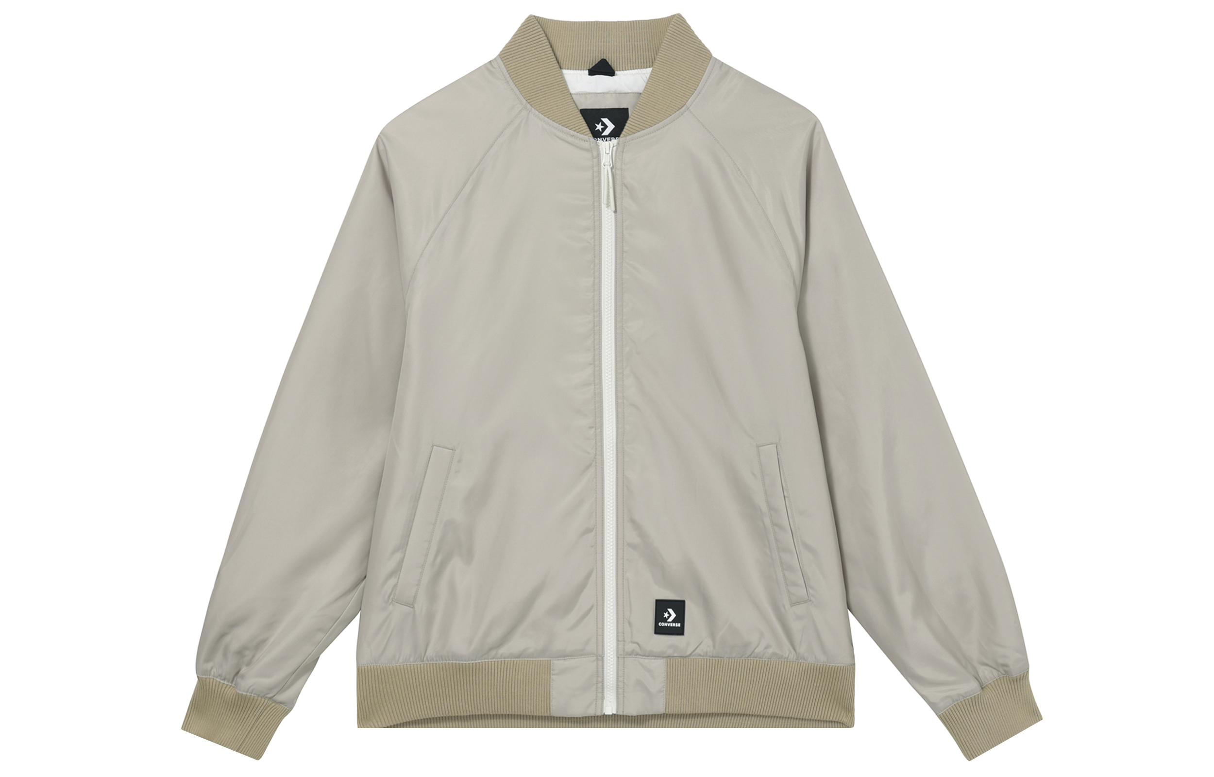 Converse Khaki Retro Baseball Jacket with Back Letter Logo Print 10024620-A03