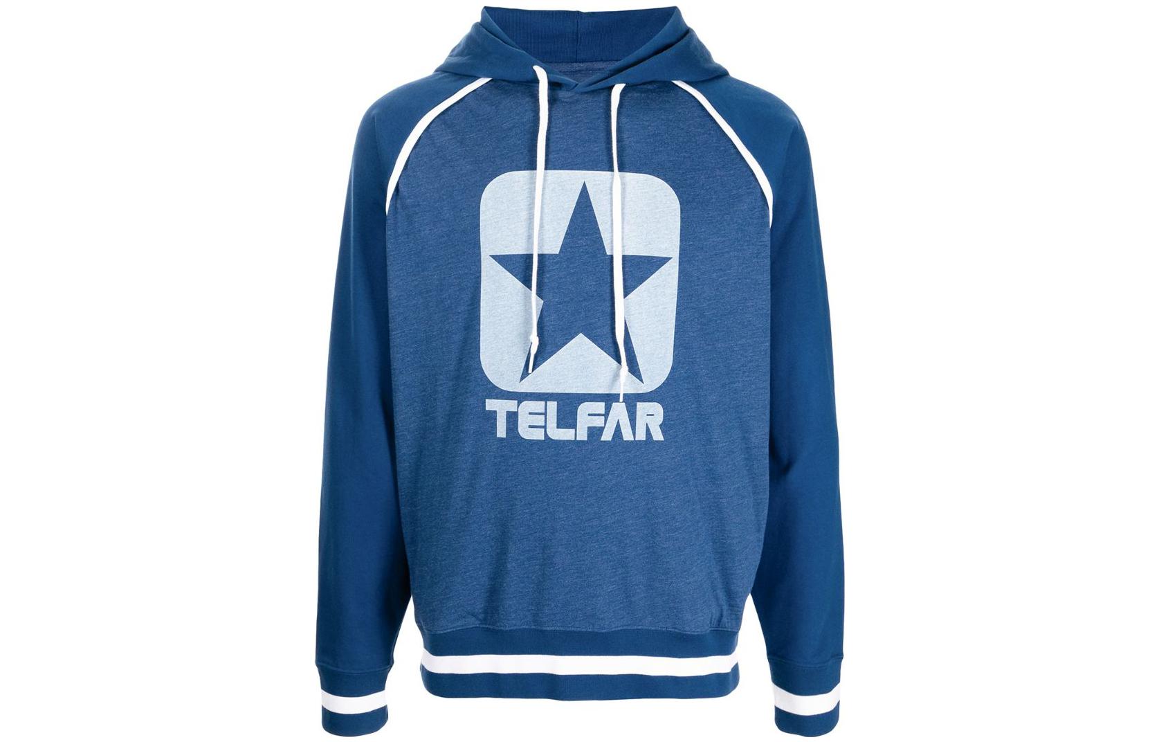 Converse Large Logo Print Drawstring Hoodie Blue 10022845NPWR