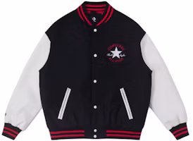 Converse Letter Embroidery Colorblock Quilted Bomber Jacket Unisex Black 10025247-A01 Converse Letter Embroidery Colorblock Quilted Bomber Jacket Unisex Black 10025247-A01