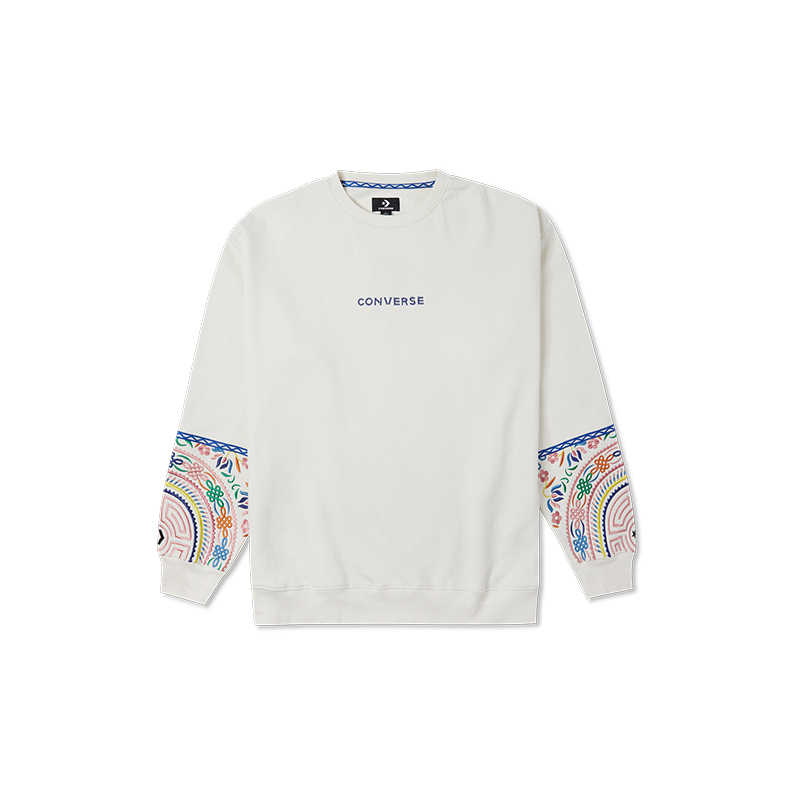 Converse Letter Embroidery Print Retro Long-Sleeve Sweatshirt White () 10025058-A01