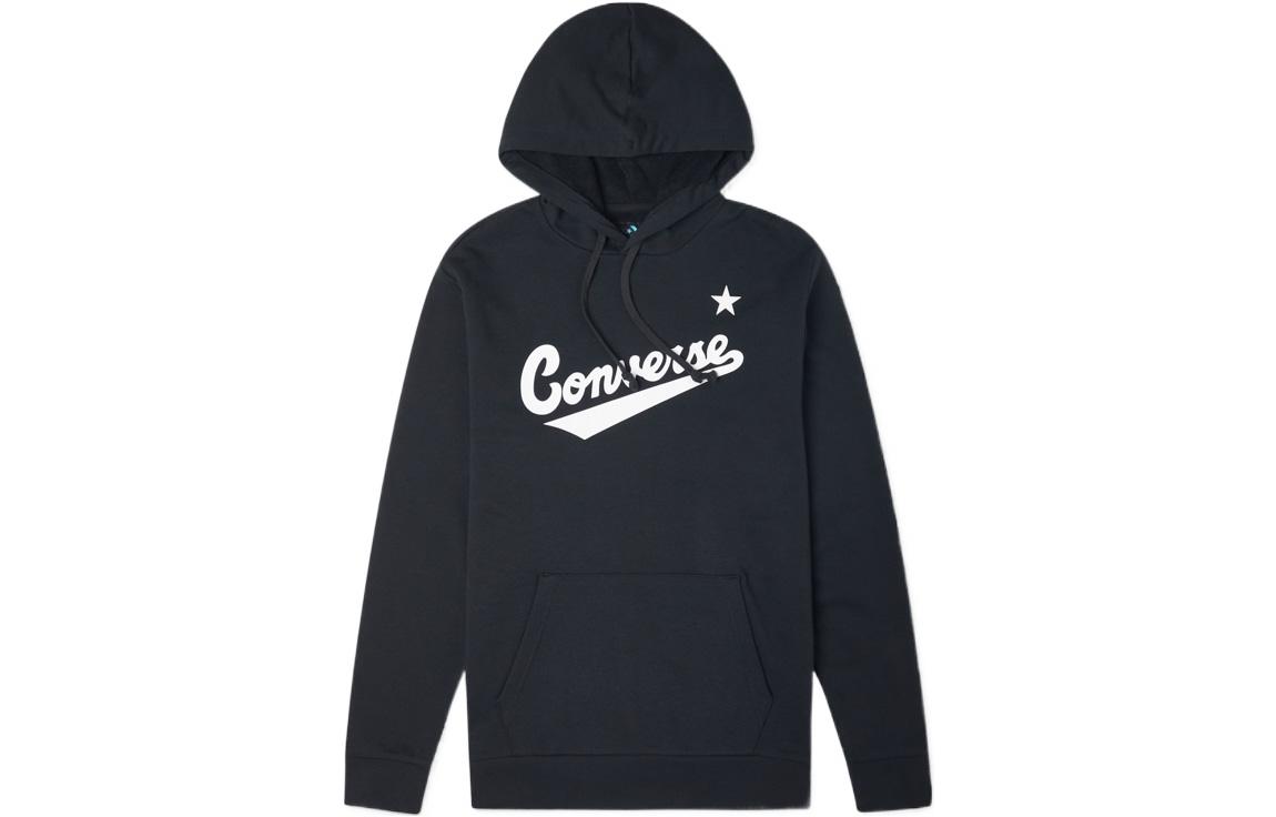 Converse Letter Logo Print Hoodie Black Unisex Casual Pullover 10017675-A06