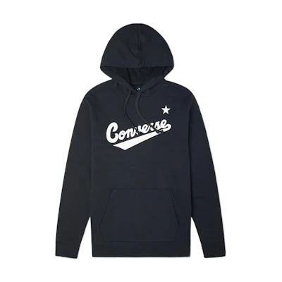 Converse Letter Logo Print Hoodie Black Unisex Casual Pullover 10017675-A06