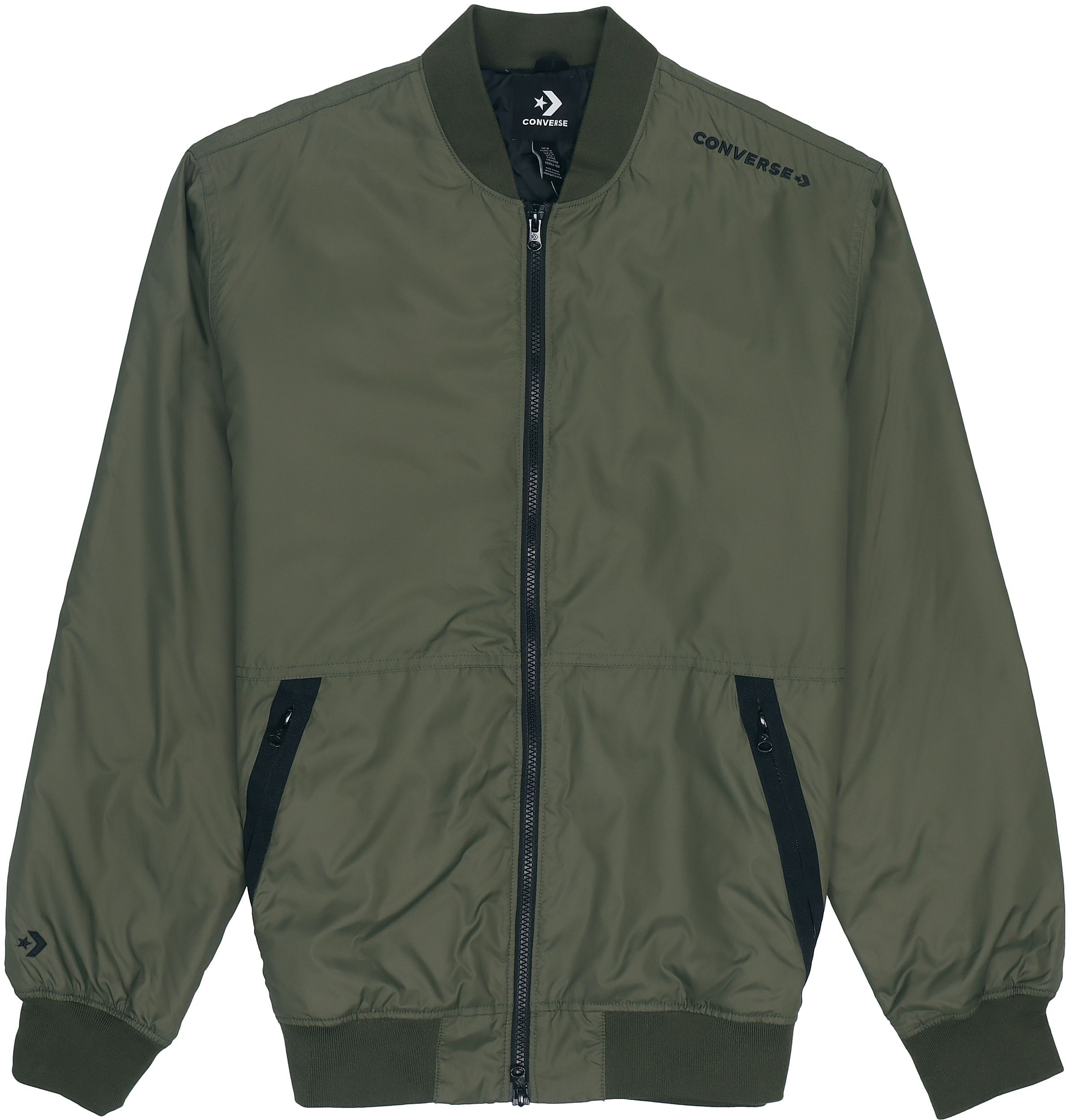 Converse Letter Print Flight Jacket Green 10018368-A02