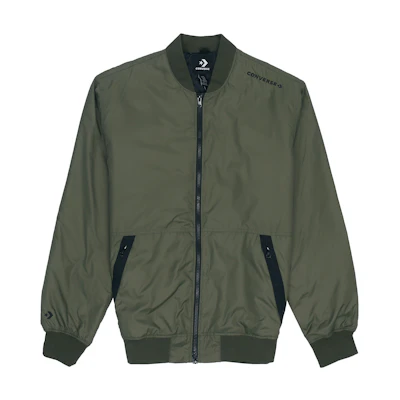 Converse Letter Print Flight Jacket Green 10018368-A02