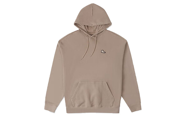 Converse Letter Print Hoodie Light Brown Unisex Drawstring Knit Pullover 10025537-A08