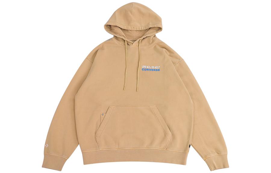 Converse Letter Print Knit Hoodie Unisex Khaki 10026551-A02