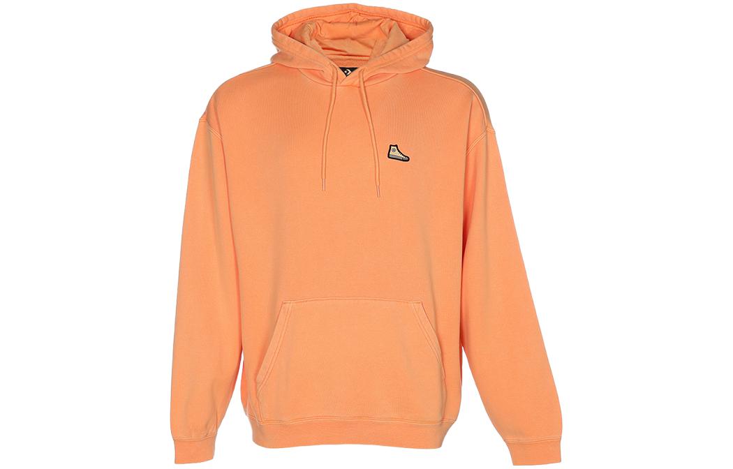 Converse Letter Print Knit Hoodie Unisex Orange Long Sleeve Sweatshirt 10025537-A05