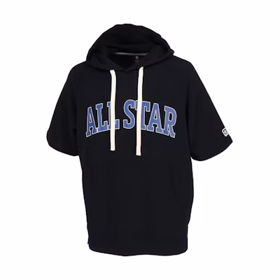 Converse Letter Print Loose Fit Short-Sleeve Hoodie Black CA231281-1900