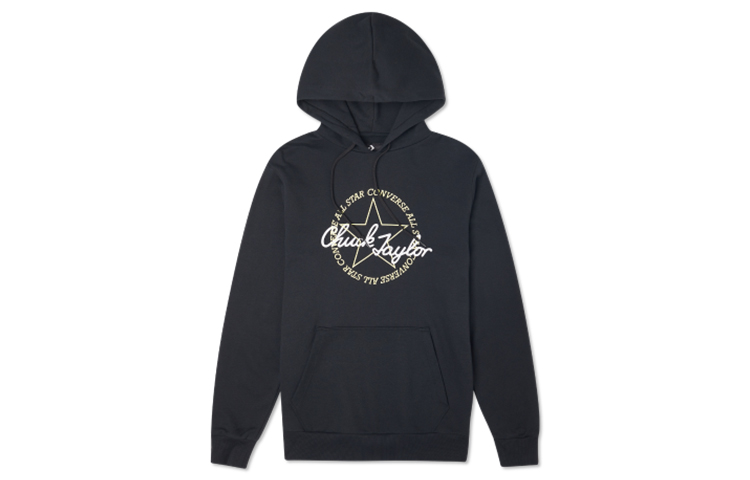 Converse Letter Print Pullover Hoodie Black 10022265-A01