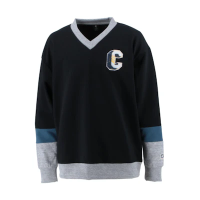 Converse Letter Print V-Neck Pullover Long Sleeve Unisex Sweatshirt Black CA222286-1900