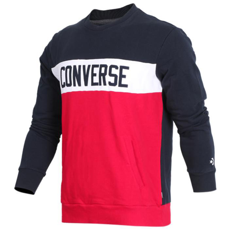 Converse Lightweight Crewneck Pullover Sweatshirt Navy Blue 10007807-A02