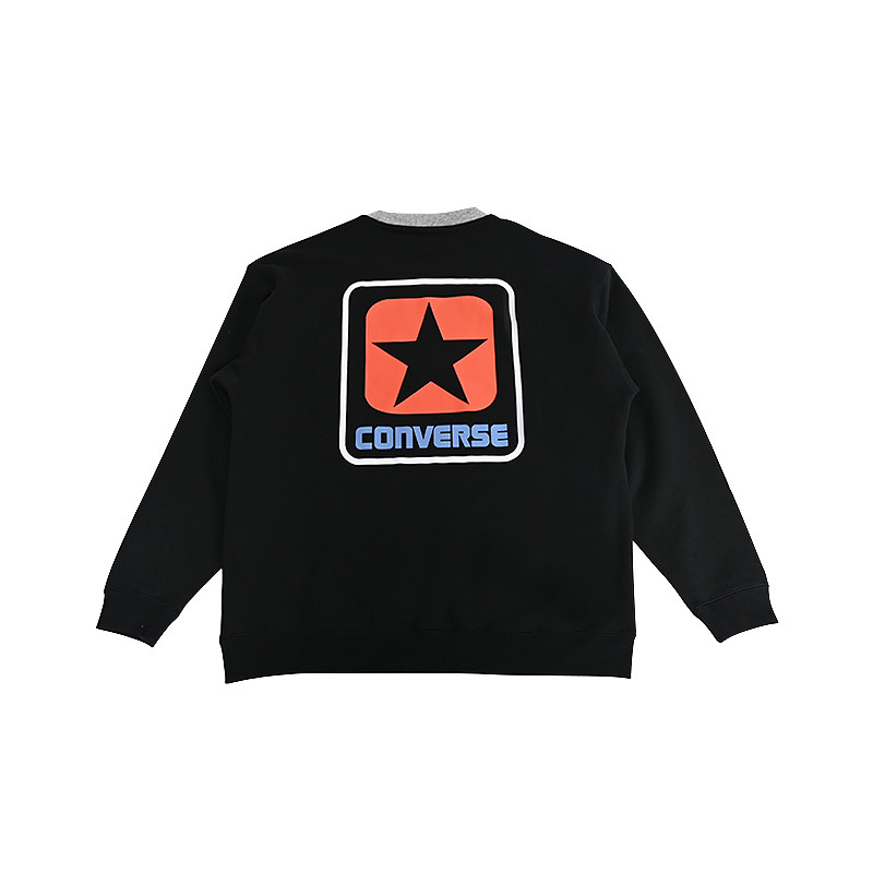 Converse Logo Crewneck Retro Sweatshirt Black Casual Pullover 10028407-A01